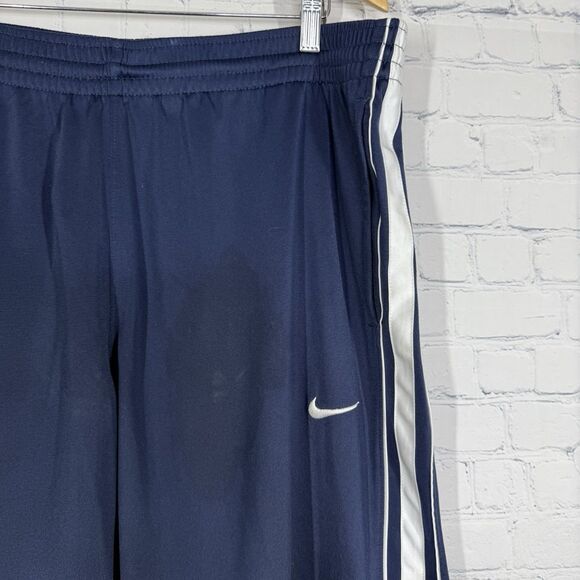 Nike Track Pants Mens Navy Blue Solid Polyester Swoosh Logo Straight Leg Active - Picture 7 of 15